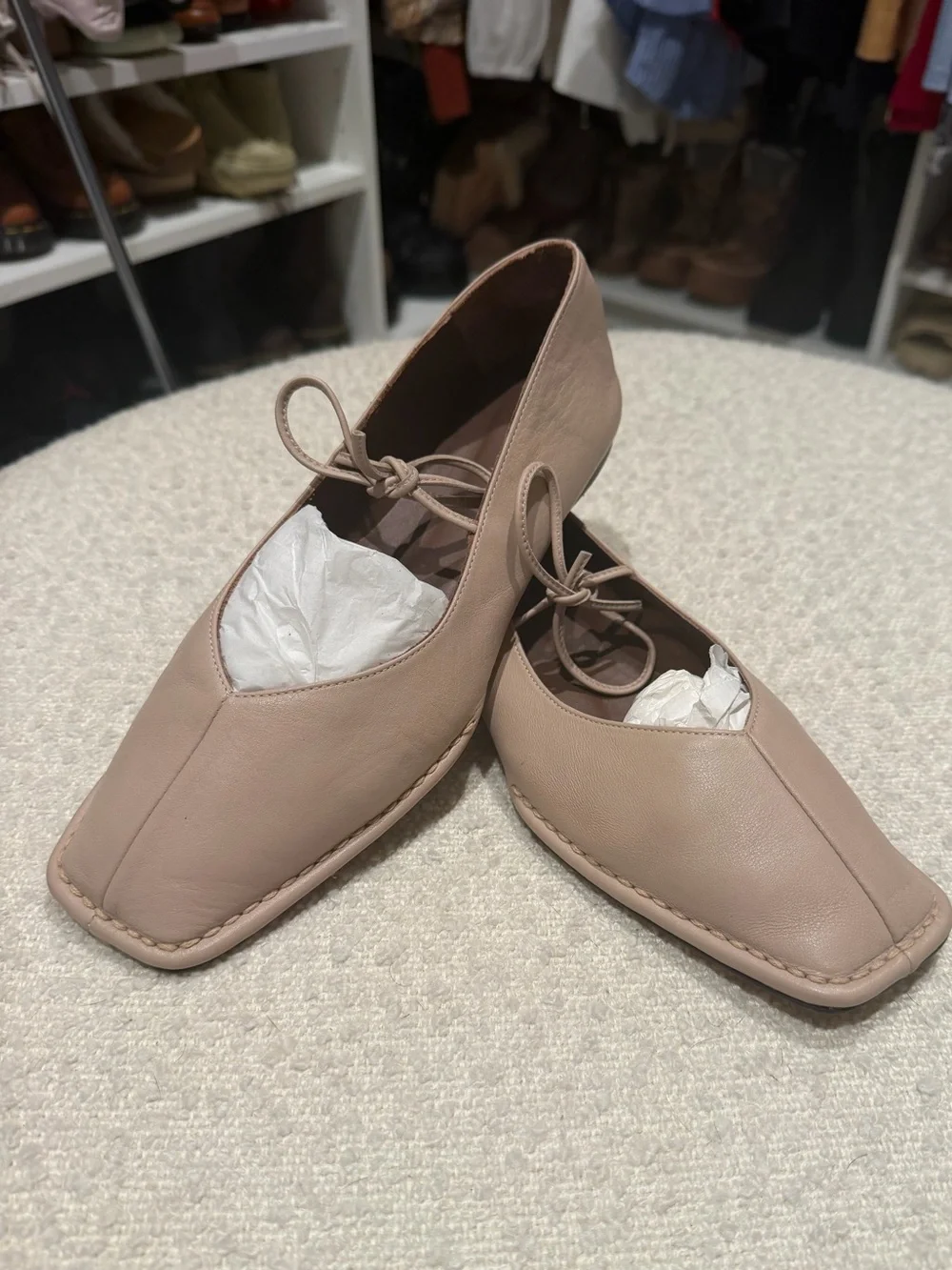 ALOHAS SWAY CREAM LEATHER BALLET FLATS - Picture 4 of 6